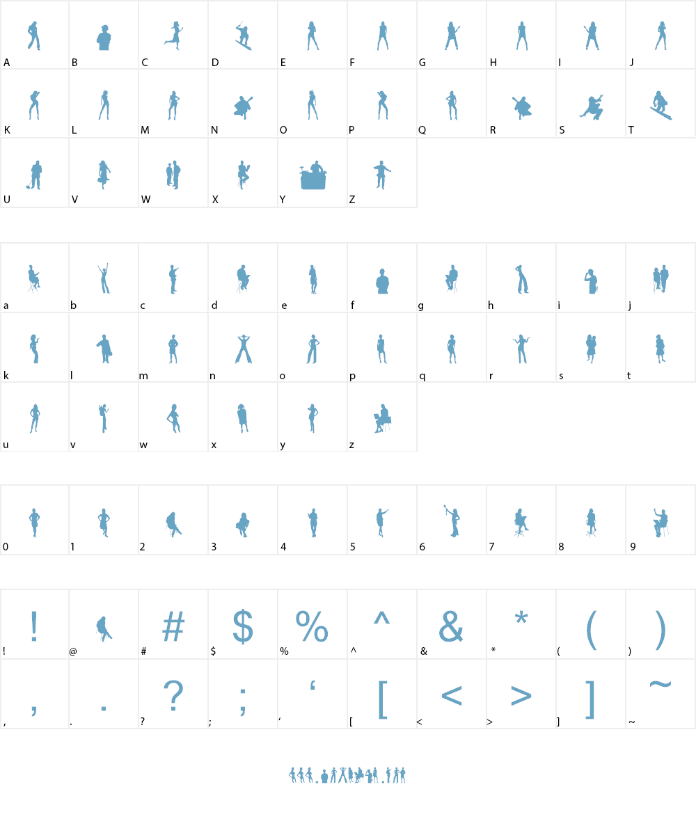 Human Silhouettes Free Font Character